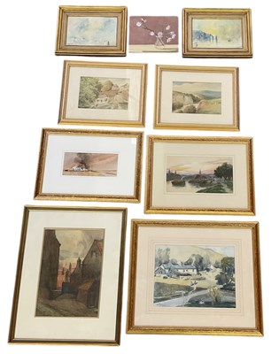 Lot 248 - Nine assorted prints, watercolours and oils,...