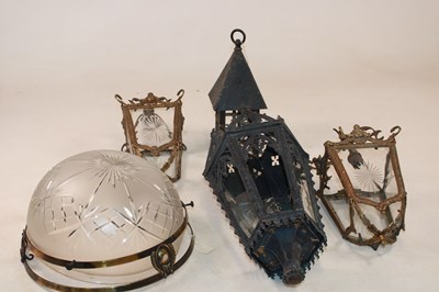 Lot 1252 - A group of ceiling lights, including a cut...