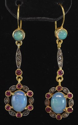 Lot 1255 - A pair of 925 hallmarked silver gilt opal,...