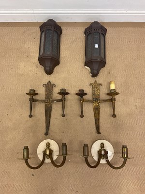 Lot 1254 - A group of wall lights including a pair of Art...
