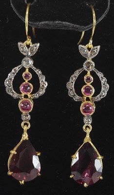 Lot 1254 - A pair of 925 hallmarked silver gilt rhodolite...