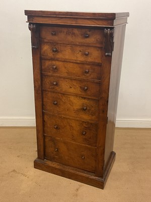 Lot 518 - A walnut Wellington secretaire chest, height...