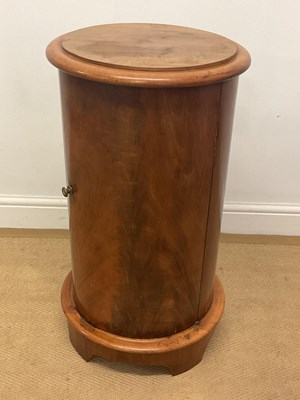Lot 559 - A walnut cylindrical pot cupboard, height 72cm,...