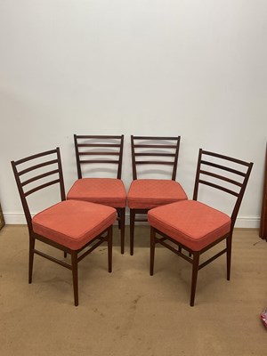 Lot 541 - A set of four Meredew afromosia dining chairs...