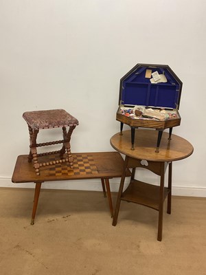 Lot 536 - A group of furniture, comprising an oak sewing...