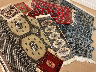 Lot 499 - Seven various Bokhara rugs including prayer...