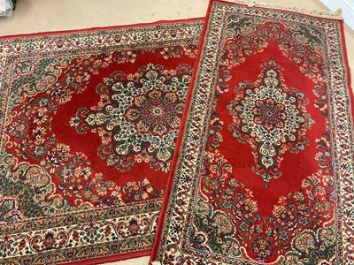 Lot 500 - Two Kerman Persian rugs, larger 203 x 140cm.