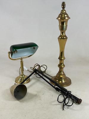 Lot 494 - A banker's desk lamp, an Anglepoise type lamp...