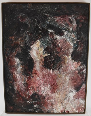Lot 173 - LISA CARTER; an abstract textured oil on board,...
