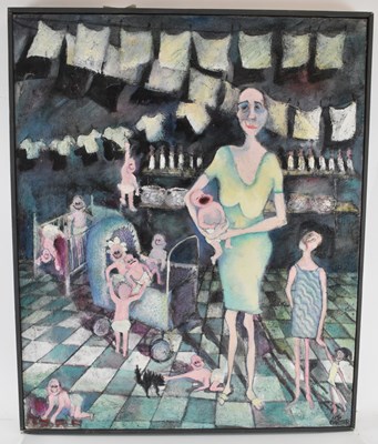 Lot 174 - LISA CARTER; an abstract oil on canvas, 'The...