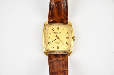 Lot 1669 - BULOVA; a gentleman's gold plated and...
