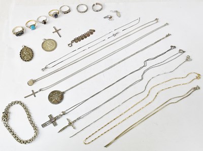 Lot 1121 - A quantity of silver and white metal jewellery,...