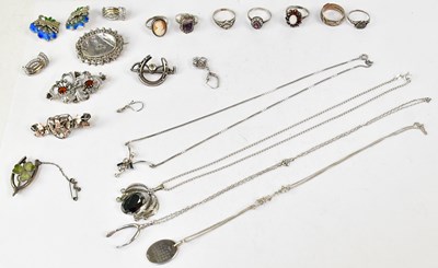 Lot 1122 - A quantity of silver and white metal jewellery,...