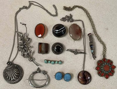 Lot 1193 - A group of jewellery including two large domed...