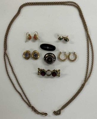 Lot 1199 - A gold plated long Albert chain, various...