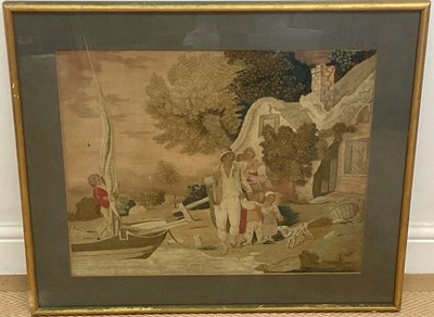 Lot 1087 - An early 19th century woolwork and printed...