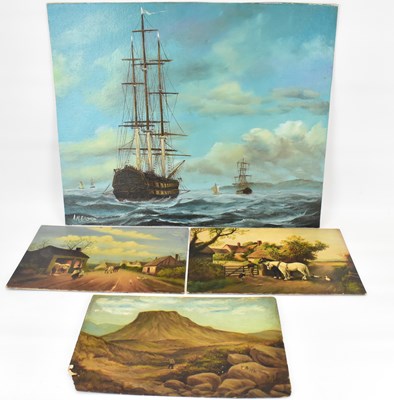 Lot 600 - Four mixed oil paintings, comprising Ambrose;...