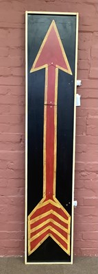 Lot 2336 - A painted metal arrow on wooden frame, 217 x...