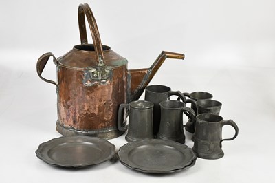 Lot 1386 - A collection of six pewter tankards and four...