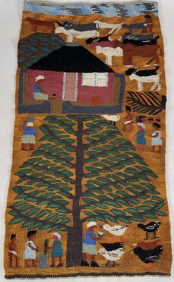 Lot 90 - A woollen Botswana wall hanging, depicting a...