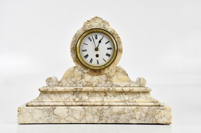 Lot 2373 - A late 19th century marble mantel clock, the...