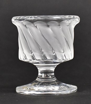 Lot 581 - LALIQUE; a 'Smyrna' footed vase/match holder,...