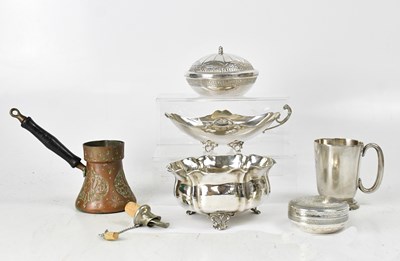 Lot 794 - A collection of white metal and plated items,...