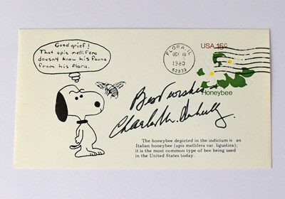 Lot 734 - CHARLES M SCHULTZ; a first day cover bearing...