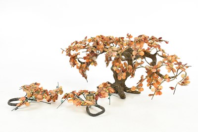 Lot 1306 - A 1950s hardstone tree with moulded wire trunk,...