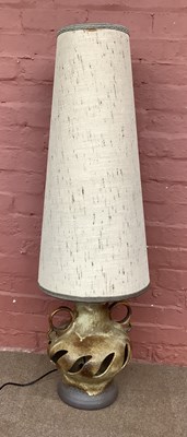 Lot 2425 - A 1970s pottery lamp with shade, height 121cm.