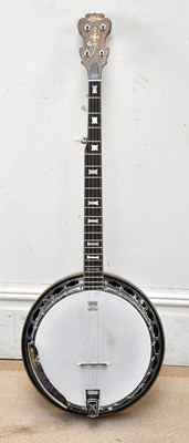 Lot 1051 - ARIA; a Bowtie five string banjo, with hand...