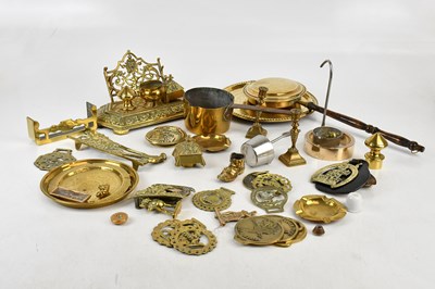 Lot 1387 - A collection of brassware, including miniature...