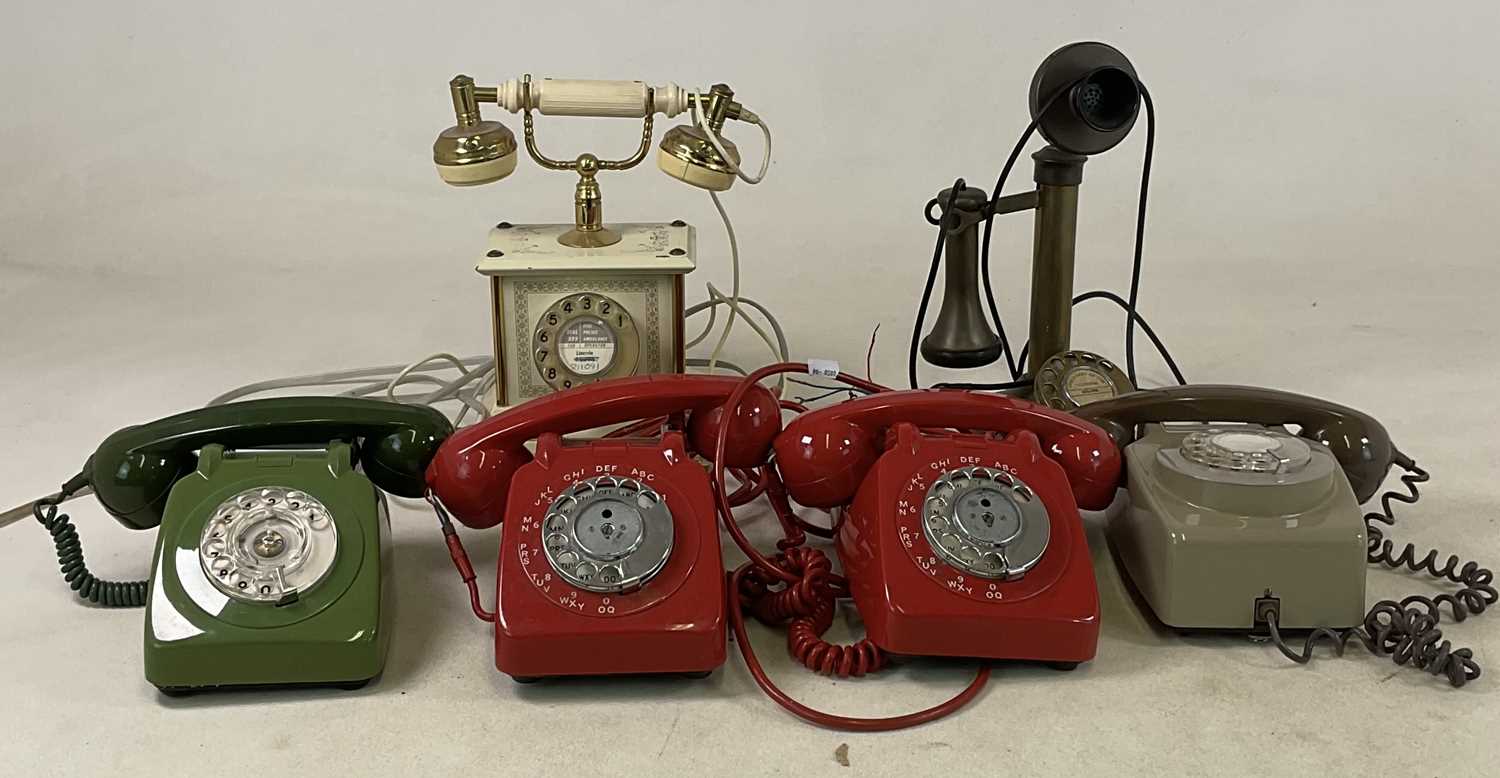 Lot 8 - A group of vintage telephones including two...