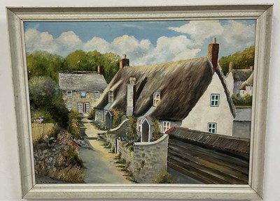 Lot 330 - S J H TRIDCONEY; oil on board, village scene...