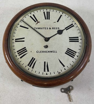 Lot 459 - A late Victorian oak cased circular wall clock,...