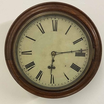 Lot 658 - A late Victorian oak cased circular wall clock,...