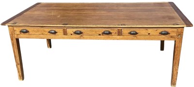 Lot 507 - A large 19th century pine farmhouse table with...