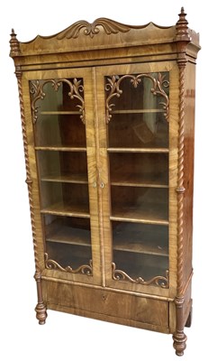 Lot 20 - A Victorian walnut display cabinet, with pair...
