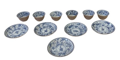 Lot 637 - A set of six Chinese blue and white brown...
