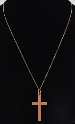 Lot 1235 - A 9ct yellow gold cross pendant, 4 x 2.1cm,...