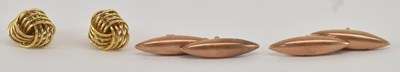 Lot 1271 - A pair of 9ct yellow gold cufflinks and a pair...
