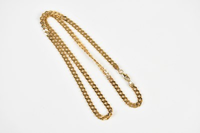 Lot 1586 - A yellow metal curb link necklace, stamped...