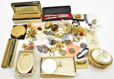 Lot 1355 - A group of costume jewellery including silver...