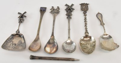 Lot 1092 - A Dutch 835 grade silver teaspoon, the handle...