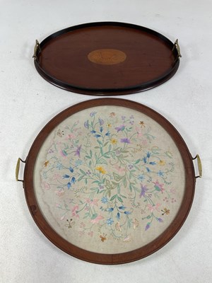 Lot 23 - A large teak framed tray with glazed...