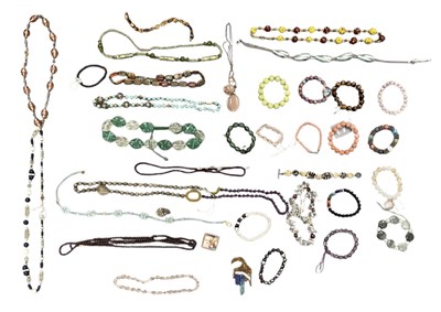 Lot 1352 - A group of glass bead costume jewellery,...