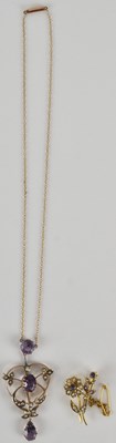 Lot 1237 - An Edwardian amethyst and seed pearl set...