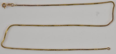 Lot 1245 - A 9ct yellow gold square link necklace, length...