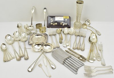 Lot 1017 - Various items of silver plated cutlery, a cut...