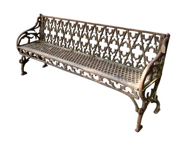 Lot 2327 - A Gothic style cast iron garden bench, width...